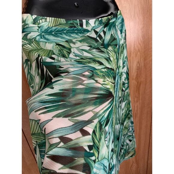 Roz & Ali skirt size small /medium green tropical leaf floral print mid length - Picture 7 of 9